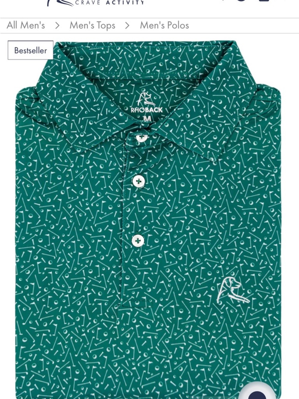 Rhoback Men's Teal Polo with White Abstract Print
